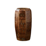 Grand Vase Octogonal Artisanal Effet Bois - Vignette | Vase Cute
