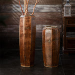 Grand Vase Octogonal Artisanal Effet Bois - Vignette | Vase Cute