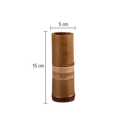 Vase soliflore tubulaire marron en Bambou dimensions.