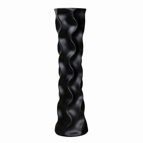 Grand vase décoratif vagues ondulées en céramique modèle Noir 58cm.