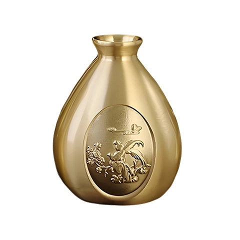 Petit vase d'antan chinois doré motif oiseaux en Laiton.