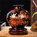 Petit Vase Chinois Ancien Noir Motifs Fleurs - Vignette | Vase Cute