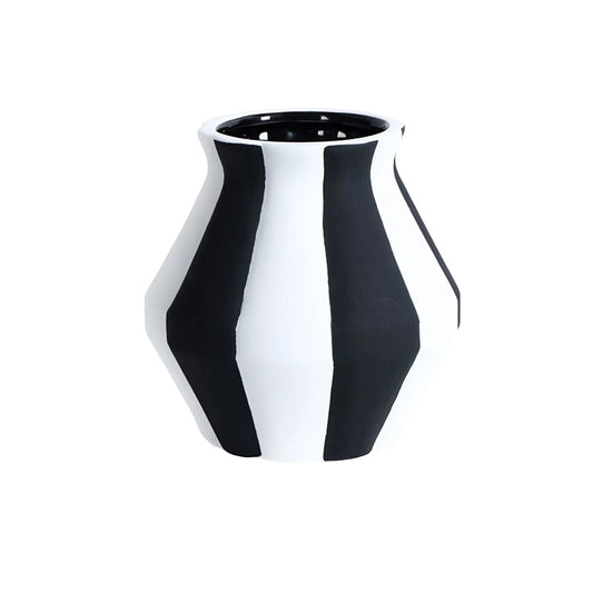 Petit Vase Décoratif Simple Couleurs Variées en Céramique modèle noir et blanc.