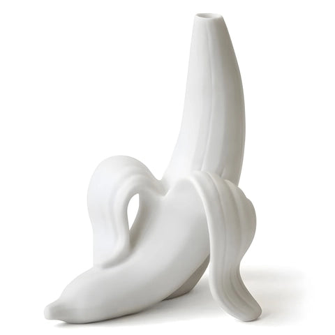 Soliflore Blanc Forme Banane en Céramique.