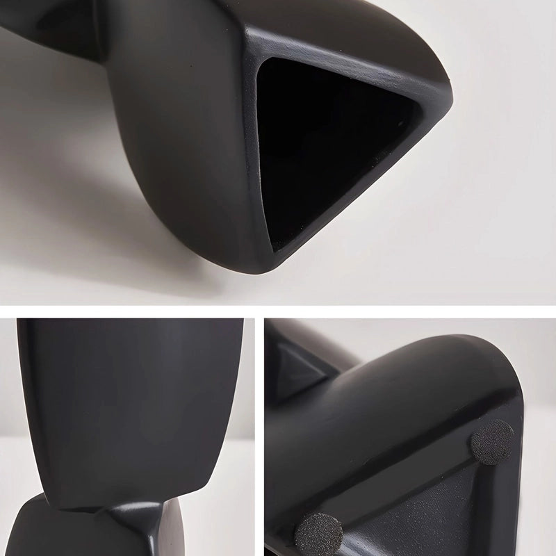 Soliflore Design Minimaliste Forme Géométrique présentation des détails du col, forme et dessous avec tampons de protections, vu de près.