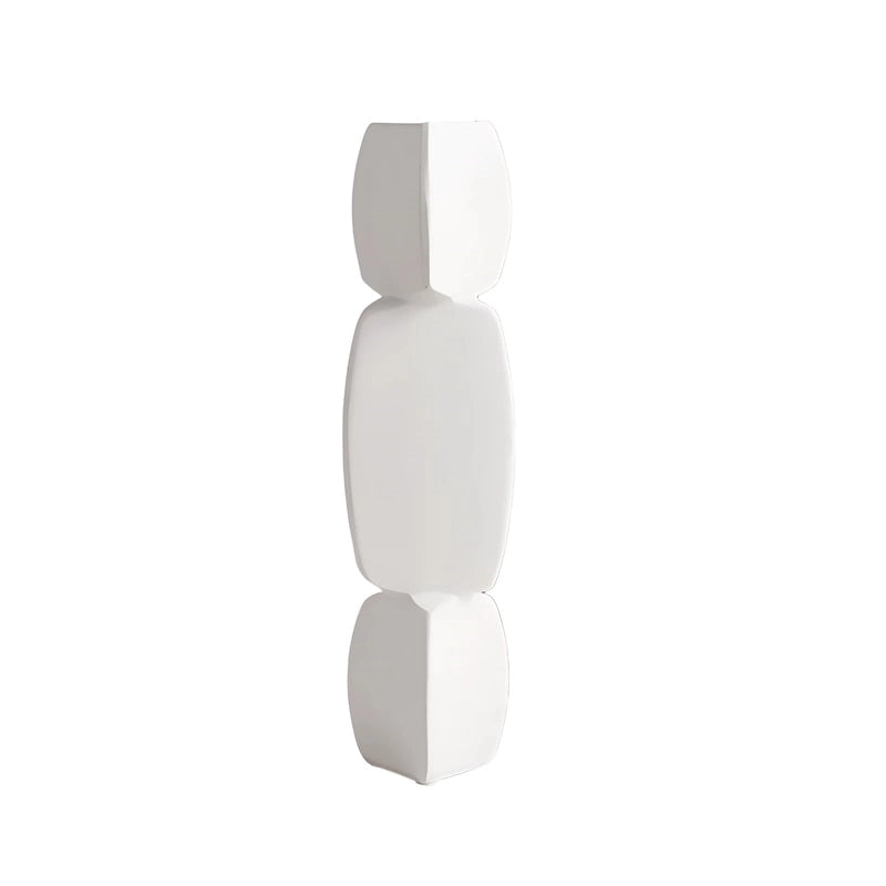 Soliflore Design Minimaliste Forme Géométrique présentation sans fleurs du modèle blanc grand sur fond blanc.