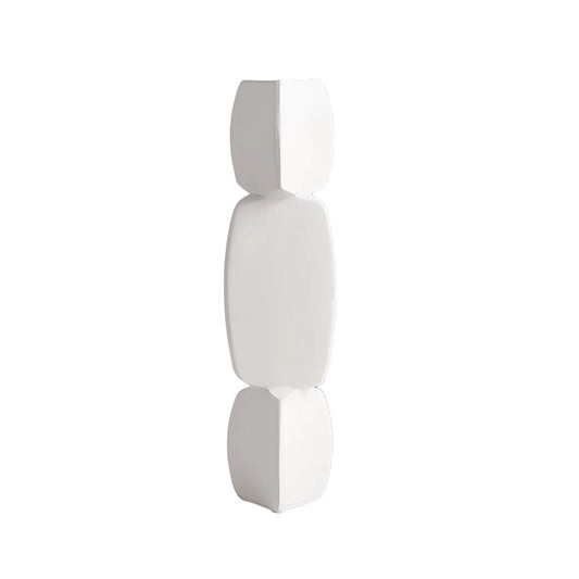Soliflore Design Minimaliste Forme Géométrique présentation sans fleurs du modèle blanc grand sur fond blanc.