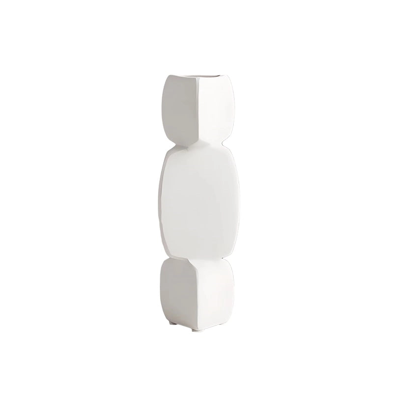 Soliflore Design Minimaliste Forme Géométrique présentation sans fleurs du modèle blanc petit sur fond blanc.