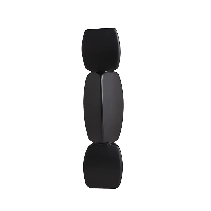 Soliflore Design Minimaliste Forme Géométrique présentation sans fleurs du modèle noir grand sur fond blanc.