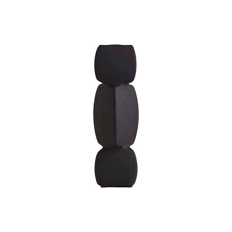 Soliflore Design Minimaliste Forme Géométrique présentation sans fleurs du modèle noir petit sur fond blanc.