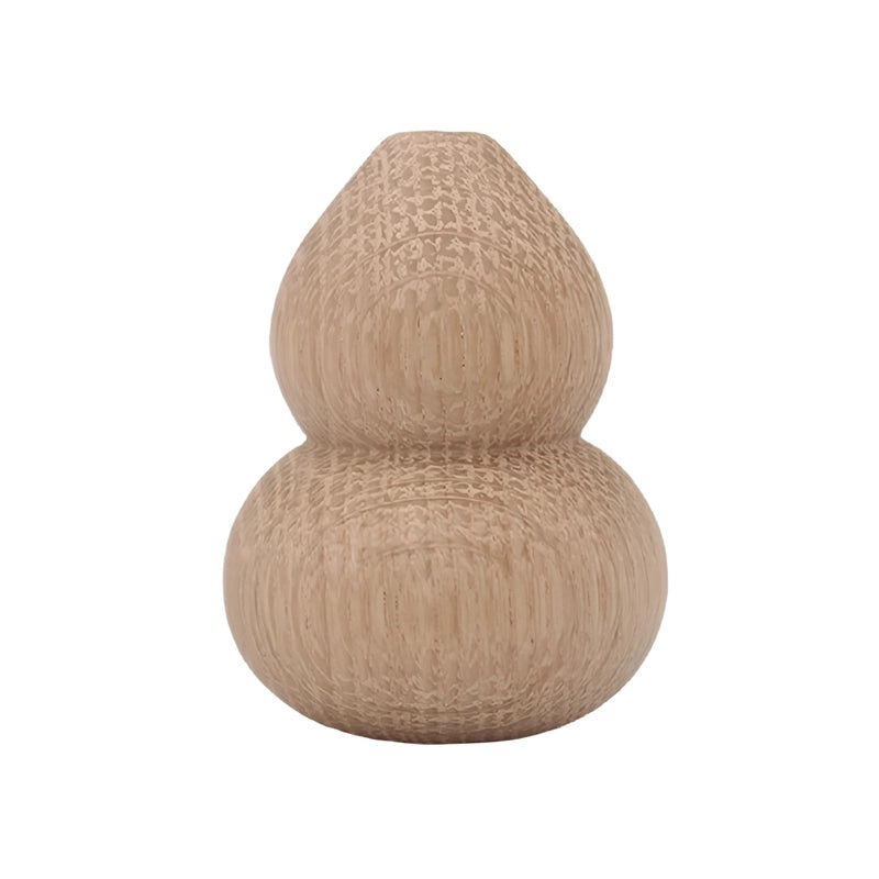 Soliflore Gourde Wu Lou en Bois présentation sans fleurs sur fond blanc.