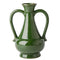 Vase Amphore Verte à Double Anse, présentation sur fond blanc sans fleurs.