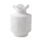 Vase Ancien à Col Dentelé Blanc Moucheté en Céramique 17cm.