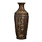 Vase ancien chinois marron motif bambou doré en Laiton.