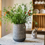 Vase d'Antan Gris Foncé Strié Blanc - Vignette | Vase Cute