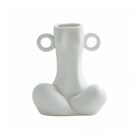 Vase blanc art abstrait en céramique modèle C.