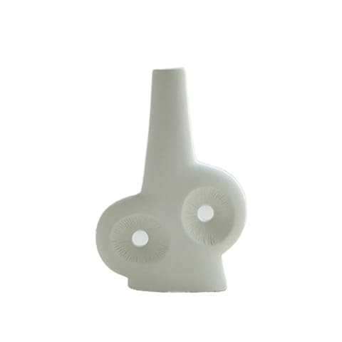 Vase blanc art abstrait en céramique modèle D.