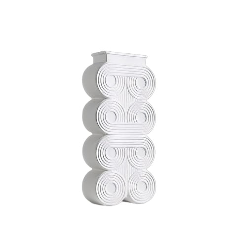 Vase colonne art déco motif rond présentation modèle Grand sur fond blanc.