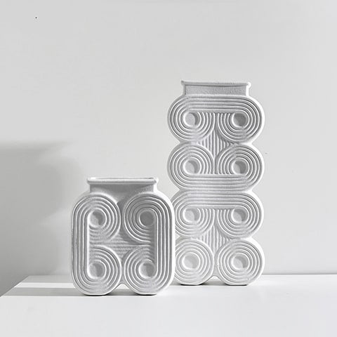 Vase colonne art déco motif rond présentation modèles Grand et Petit sans fleurs.