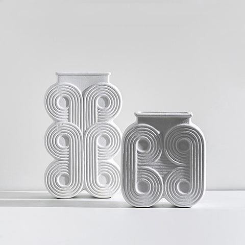 Vase colonne art déco motif rond présentation modèles Moyen et Petit sans fleurs.