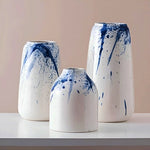Vase Artistique Blanc et Encre Bleue - Vignette | Vase Cute