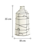 Vase Artistique Blanc aux Lignes Abstraites Noires - Vignette | Vase Cute