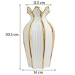 Vase Blanc Design Chaloupé Lignes Dorées - Vignette | Vase Cute