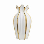 Vase Blanc Design Chaloupé Lignes Dorées - Vignette | Vase Cute