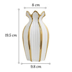 Vase Blanc Design Chaloupé Lignes Dorées - Vignette | Vase Cute