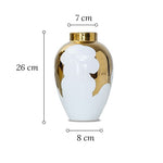 Vase Blanc et Or Motif Feuilles de Houx - Vignette | Vase Cute