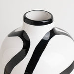 Vase Blanc Lignes Abstraites Noires Design - Vignette | Vase Cute