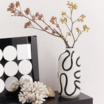 Vase Blanc Lignes Abstraites Noires Design - Vignette | Vase Cute