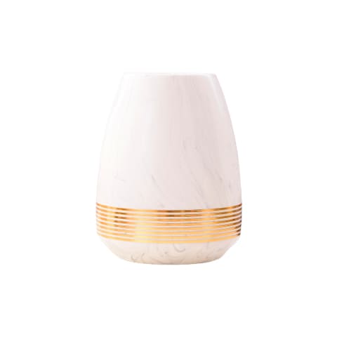 Vase blanc marbré cercles d'or modèle petit.
