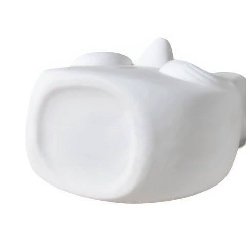 Vase Blanc Visage Monsieur Moustache en céramique détails du vase couché.