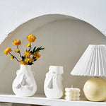 Vase Blanc Visage Monsieur Moustache - Vignette | Vase Cute