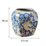 Vase Bleu et Blanc Ancien Motif Fleurs - Vignette | Vase Cute