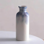 Vase Bouteille Blanc et Bleu Peint à la Main - Vignette | Vase Cute