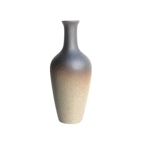 Vase bouteille en grès émaillé bicolore en céramique modèle B.