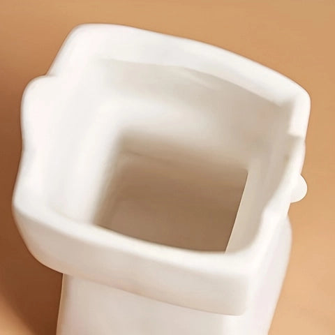 Vase Chat Blanc Design Créatif en Céramique détails col.