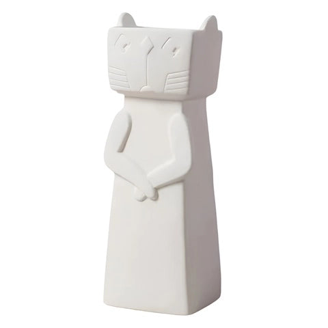 Vase Chat Blanc Design Créatif en Céramique modèle M.