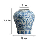 Vase Chinois Bleu et Blanc Motif Fleurs - Vignette | Vase Cute