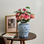 Vase Chinois Bleu et Blanc Motif Fleurs - Vignette | Vase Cute