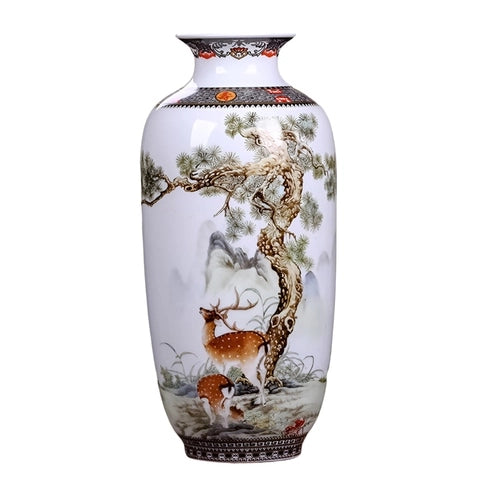 Vase Chinois Peint Motifs Animaux Porcelaine modèle A.