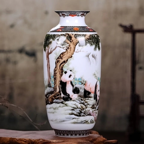 Vase Chinois Peint Motifs Animaux Porcelaine présentation modèle D.