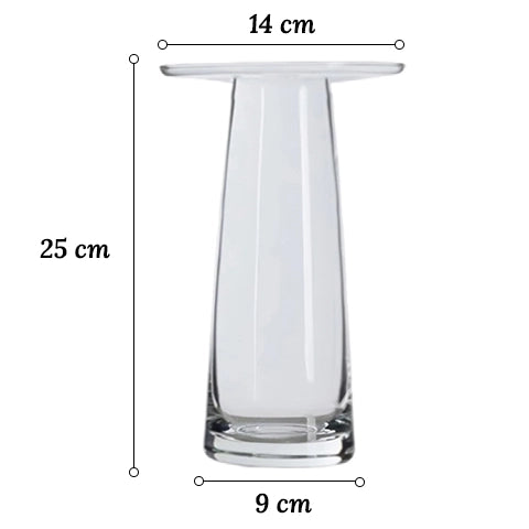 Vase collerette simple décoratif en Verre modèle 25 cm sur fond blanc.