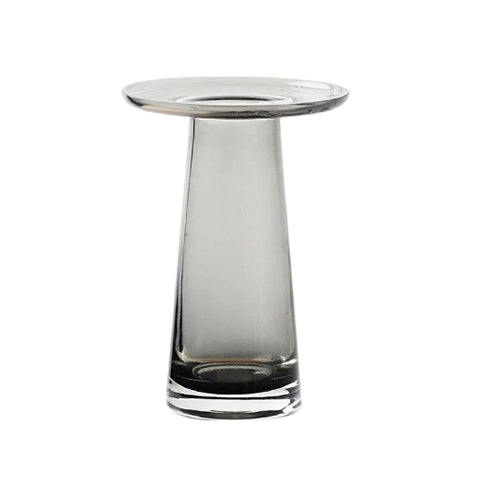 Vase collerette simple décoratif en Verre modèle Gris 20 cm.