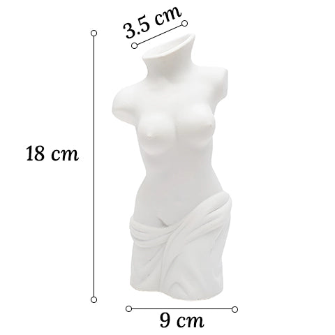 Vase Corps Femme en Céramique dimensions sur fond blanc.
