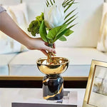 Vase Coupelle Noir et Doré - Vignette | Vase Cute