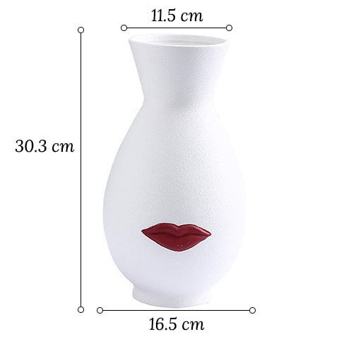 Vase créatif blanc ou noir lèvres rouges modèle blanc grand dimensions.