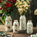 Vase Cylindrique Rétro Motif Floral Rouge - Vignette | Vase Cute